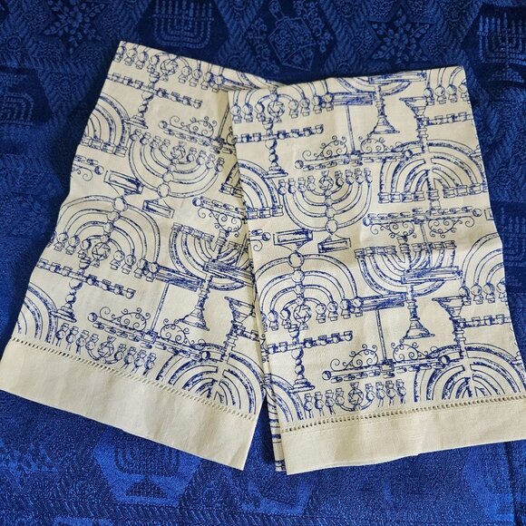 Rectangle Tablecloth 2 Linen Napkins Set Festive Design Jewish Hanukkah 72"x57" - Picture 4 of 8